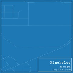 Blueprint US city map of Kincheloe, Michigan.