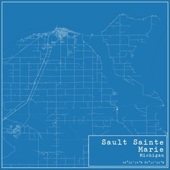 Blueprint US city map of Sault Sainte Marie, Michigan.