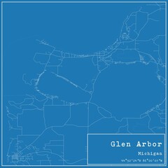 Blueprint US city map of Glen Arbor, Michigan.