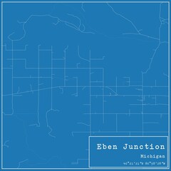 Blueprint US city map of Eben Junction, Michigan.
