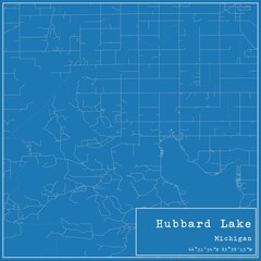 Blueprint US city map of Hubbard Lake, Michigan.