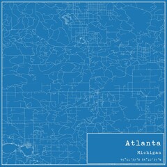 Blueprint US city map of Atlanta, Michigan.