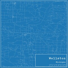 Blueprint US city map of Wellston, Michigan.