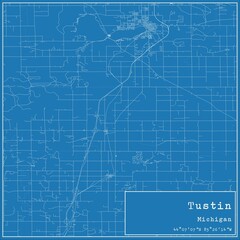 Blueprint US city map of Tustin, Michigan.