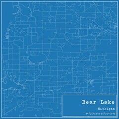 Blueprint US city map of Bear Lake, Michigan.