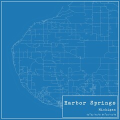Blueprint US city map of Harbor Springs, Michigan.