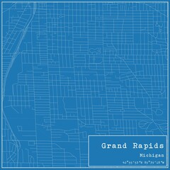 Blueprint US city map of Grand Rapids, Michigan.