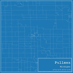 Blueprint US city map of Pullman, Michigan.