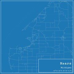 Blueprint US city map of Mears, Michigan.
