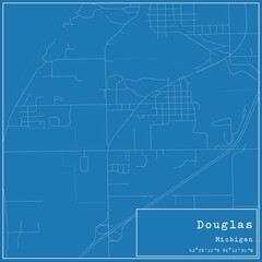 Blueprint US city map of Douglas, Michigan.