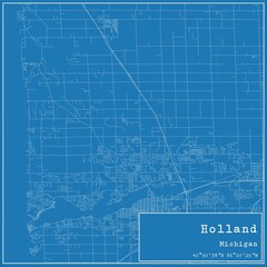 Blueprint US city map of Holland, Michigan.
