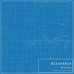 Blueprint US city map of Allendale, Michigan.