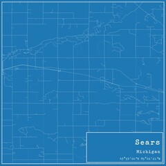Blueprint US city map of Sears, Michigan.