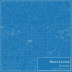 Blueprint US city map of Mancelona, Michigan.
