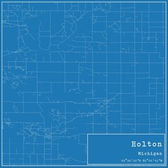 Blueprint US city map of Holton, Michigan.