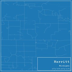 Blueprint US city map of Merritt, Michigan.