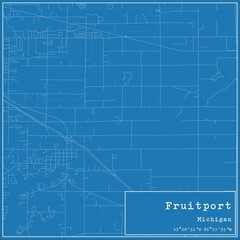 Blueprint US city map of Fruitport, Michigan.