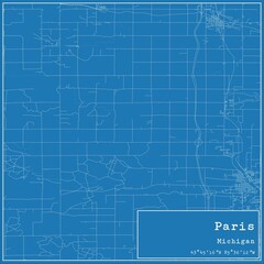Blueprint US city map of Paris, Michigan.