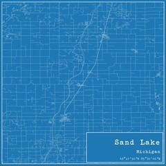 Blueprint US city map of Sand Lake, Michigan.
