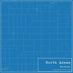 Blueprint US city map of North Adams, Michigan.