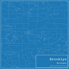 Blueprint US city map of Brooklyn, Michigan.