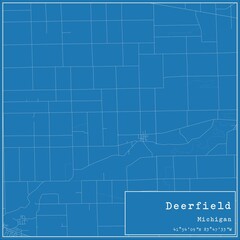 Blueprint US city map of Deerfield, Michigan.