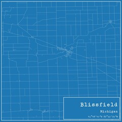Blueprint US city map of Blissfield, Michigan.