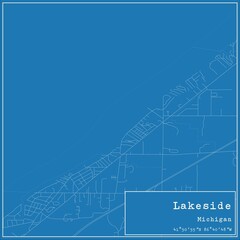 Blueprint US city map of Lakeside, Michigan.
