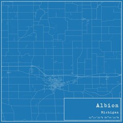 Blueprint US city map of Albion, Michigan.