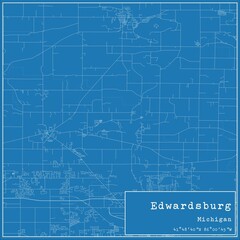 Blueprint US city map of Edwardsburg, Michigan.