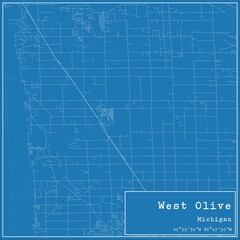 Fototapeta premium Blueprint US city map of West Olive, Michigan.