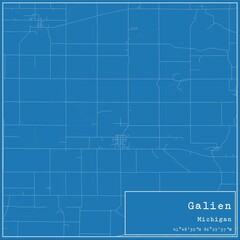 Blueprint US city map of Galien, Michigan.