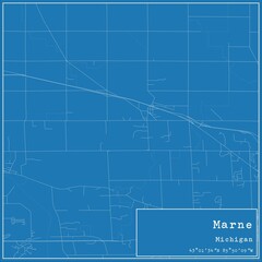 Blueprint US city map of Marne, Michigan.