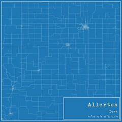 Blueprint US city map of Allerton, Iowa.
