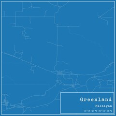 Blueprint US city map of Greenland, Michigan.