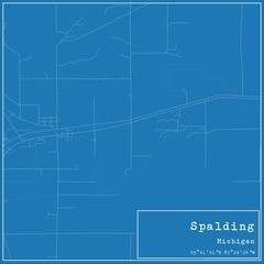 Blueprint US city map of Spalding, Michigan.