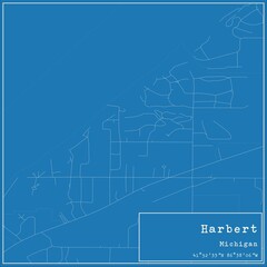 Blueprint US city map of Harbert, Michigan.