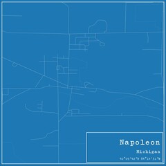Blueprint US city map of Napoleon, Michigan.