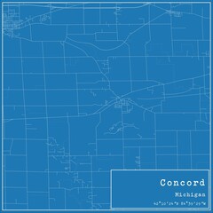 Obraz premium Blueprint US city map of Concord, Michigan.