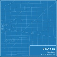 Blueprint US city map of Britton, Michigan.