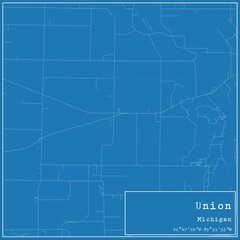 Blueprint US city map of Union, Michigan.