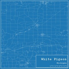 Blueprint US city map of White Pigeon, Michigan.