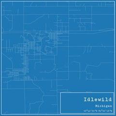Blueprint US city map of Idlewild, Michigan.