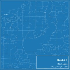 Blueprint US city map of Cedar, Michigan.