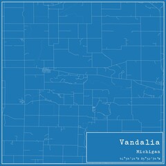 Blueprint US city map of Vandalia, Michigan.