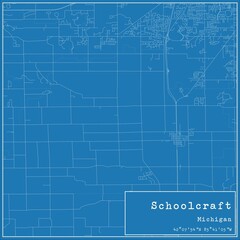 Blueprint US city map of Schoolcraft, Michigan.