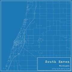 Blueprint US city map of South Haven, Michigan.