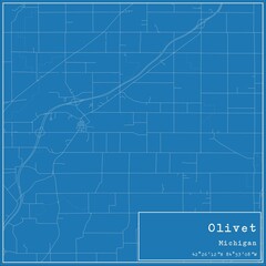 Blueprint US city map of Olivet, Michigan.