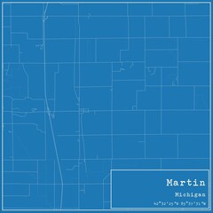 Blueprint US city map of Martin, Michigan.