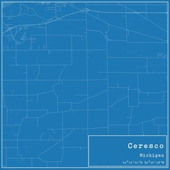 Blueprint US city map of Ceresco, Michigan.